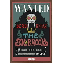 One Piece - Brook Wanted Poster Wall Poster, 22.375" x 34" Framed