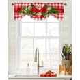 thumbnail image 2 of Christmas Red Plaid Bow Window Curtain Living Room Kitchen Cabinet Tie-up Valance Curtain Rod Pocket Valance, 2 of 6