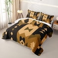thumbnail image 3 of Homewish Retro Aztec Geometric Bed Spread Queen,Vintage Boho Queen Coverlet Set,Brown Black,3 Pieces, 3 of 7