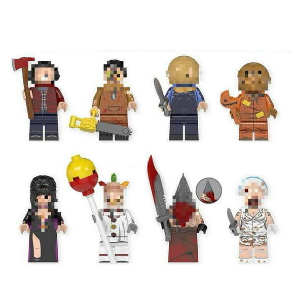 8 Pcs Horror Action Figures Halloween Minifigures Building Blocks Toys Collectible for Halloween Toys