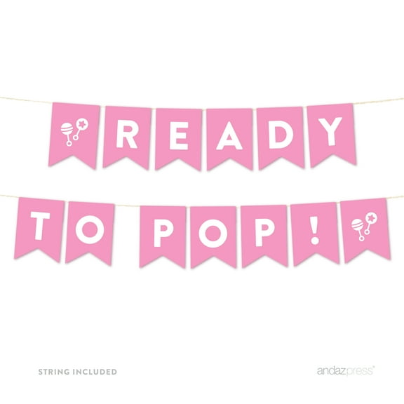 Bubblegum Pink Ready to Pop Baby Shower Pennant Banner Garland