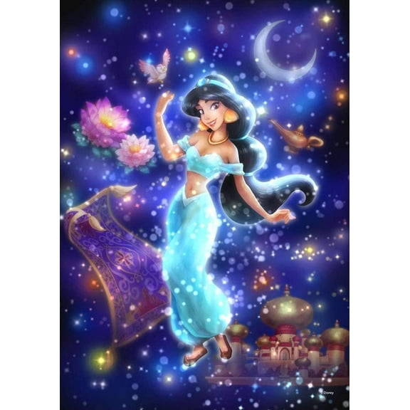 Jasmine 5D Diamond Paint Kits for Adults Aladin Diamond Paint Kit for Beginners Princess Diamond Paint Full Drill Diamond Dots Painting Crafts for Decor 12x16 Inch