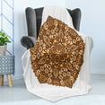 thumbnail image 4 of Tan and Brown Soft Flannel Fleece Throw Blanket, Vintage Ornate Floral Mandala Round Motif from Culture, Cozy Plush for Indoor and Outdoor Use, 60" x 80", Tan Brown Orange, by Ambesonne, 4 of 5