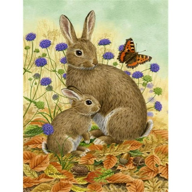 Carolines Treasures ASA2132CHF Rabbit & Baby Flag Canvas House Size