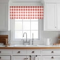 thumbnail image 3 of Orange Red Checkered Valance Curtains for Kitchen/Living Room/Bathroom/Bedroom Window, Rod Pocket Small Topper Half Short Window Curtains Voile Sheer Scarf, Farmhouse Buffalo Plaid 54"x18", 3 of 8