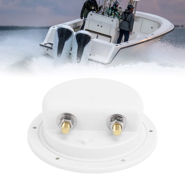 6- 32V Electric Agitation Fishing Junction Box, Water Boat Junction Box for RVs Yachts Ships, White ABS Metal Cable Terminal Connector with Electric Reel Power Supply Base,