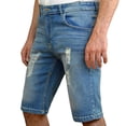 thumbnail image 2 of Notus Men's Lightly Distressed Stretch Denim Jean Shorts - Comfortable & Durable Summer Wear Vintage Blue 36, 2 of 3