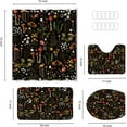thumbnail image 3 of 4Pcs Retro Mushroom Bathroom Accessory Sets with Shower Curtain and Rugs, Fairy Forest Flowers Plants on Black Background Shower Curtains with Non-Slip Rugs Toilet Lid Cover Bath Mat 72 x 72, 3 of 5