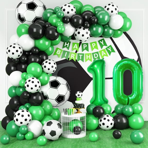 12th Birthday Soccer Balloons Arch & Garland Kit with Green Number 12 Balloons for Boys' Soccer Theme Party