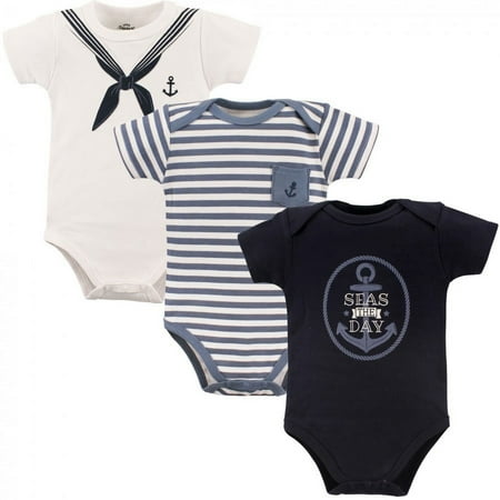 UPC: 0660168711714 | Little Treasure Baby Boy Cotton Bodysuits 3pk  Sailor  9-12 Months