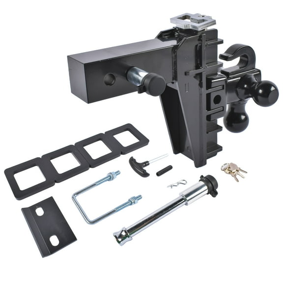 Mustrod Fits 2.5" Receiver Heavy Duty Trailer Hitch Adjustable 6" Drop/Rise 18500LBS Tri-Balls(1-7/8", 2", 2-5/16")