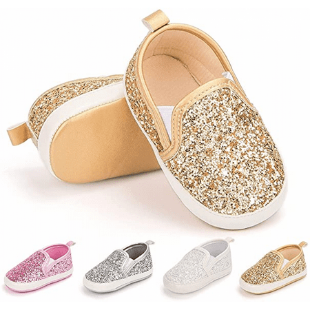 

Rush Baby Girls Boys Canvas Shoes Soft Sole Toddler Slip On Newborn Crib Moccasins Casual Sneaker Boy s Flat Lazy Loafers Shoe----Gold（11cm） S456