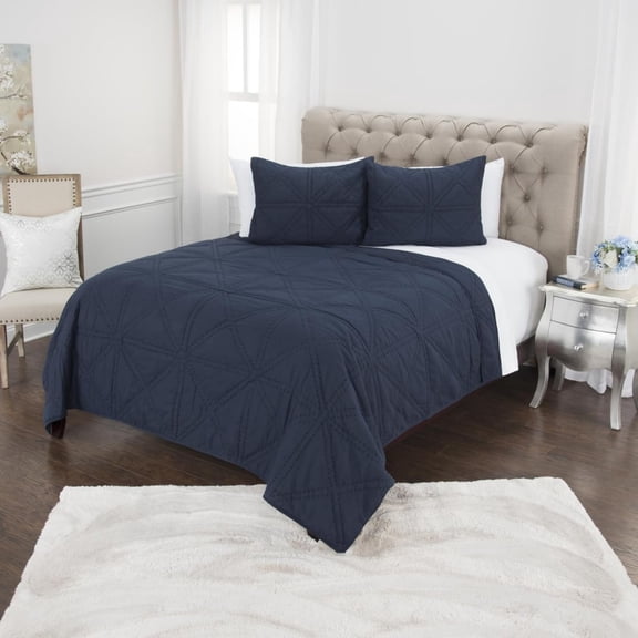 HomeRoots 479891 Indigo King Size 100 Percent Cotton 300 Thread Count Machine Washable Down Alternative Comforter