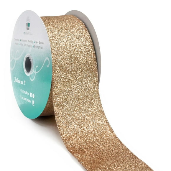 Cinta decorativa CT CRAFT LLC Wired con purpurina, 6,35 cm, 18 m, dorada