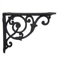 Decorative Cast Iron Wall Shelf Bracket - Ornate Vine - Brown - 8.5" Deep