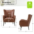 thumbnail image 3 of Faux Leather Armchair with Removable Cushion Contemporary Wingback Accent Chair Set of 2 for Living Room Bedroom,Brown, 3 of 10