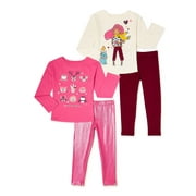 365 Kids From Garanimals Girls' T-Shirt and Leggings Set, 4-Piece, Sizes 4-10