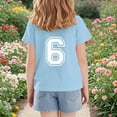 thumbnail image 6 of CQONEPT Boys Girls Number 6 Shirt Kids Crewneck Sports Team Jersey Shirt Birthday Short Sleeve Tees Tops Sky Blue 110, 6 of 6