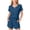 Blue, variant on Girls 2 Piece Summer Short Outfits Kids V Neck Short Sleeve Shirts and Shorts Set Casual Loose Lounge Clothes