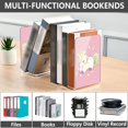 thumbnail image 4 of Wobogo Lovely Colorful Pony Acrylic Bookends Clear L-Shaped Book Holder with Non-Slip Pads for Books Files Magazines CD DVD 5.4×4.1×8.1in, 4 of 6