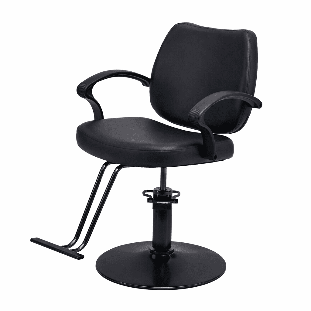 Hydraulic Barber Styling Chair with 360-Degree Swivel and Chrome Base, Heavy-Duty Beauty Salon Chair with PU Leather Upholstery, Black