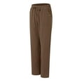 thumbnail image 5 of vigerkar Women's Cotton Linen Casual Pants Elastic Waisted Drawstring Pockets with Palazzo Trousers Business Pants Coffee, L, 5 of 6
