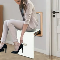 Wall Mounted Seat, Wall Mount Folding Entryway Chair, Solid Wood Folding Stool Chair Shoe Changing Stool for Entrance Hall Restroom Living Room White