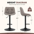 thumbnail image 3 of Set of 2 Adjustable Swivel Counter Height Bar Stools with Back, Modern Armless Upholstered Seat for Kitchen Island Home Bar, 3 of 7