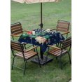 thumbnail image 3 of Outdoor Tablecloth with Umbrella Hole and Zipper, Christmas Trees Winter Square Table Cloth 60x60 Inch Waterproof Tablecloth, Xmas Green Gnomes Snowflake Picnic Table Cover for Patio Camping, 3 of 7