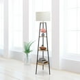 thumbnail image 5 of Simple Designs 62.5" Tall Modern Tripod 3 Tier Shelf Floor Lamp - Light Wood, 5 of 5