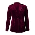 thumbnail image 4 of Ticikt Women's Velvet Suit Blazer Jacket Casual Notch Collar Long Sleeve One Buttons Open Front Blazer Coat Pocket, 4 of 5