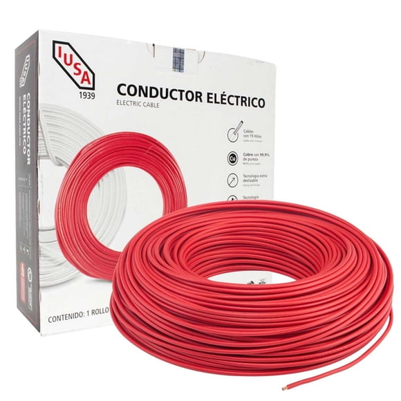 Cable De Cobre Iusa Con Aislamiento Rojo 10 AWG 100M