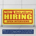 thumbnail image 3 of Now Hiring Work with us! Open Interviews 13 oz Heavy Duty Vinyl Banner Indoor/Outdoor Help Wanted Sign for Business Storefront Advertising Single-Sided with Metal Grommets (8x4 Ft, Yellow & Red), 3 of 6