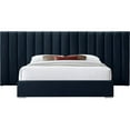 thumbnail image 3 of Pemberly Row Modern Navy Velvet Queen Bed with Chrome Metal Legs, 3 of 11