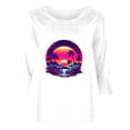 thumbnail image 4 of qolati Womens Tops 3/4 Sleeve Crewneck Cute Shirts Casual Palm Tree Print Trendy Blouses 2024 Summer Hawaiian Pullover Blouse, 4 of 4