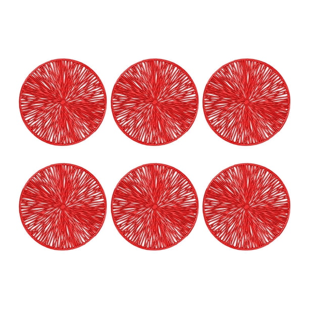 Posavasos de PVC reutilizables resistentes al calor para decoración del hogar, 6 unidades Rojo