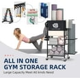 thumbnail image 3 of Yoga Mat Storage Rack，Home Gym Storage Rack Gym Workout Equipment Storage Organizer Fitness Weight Rack on Wheels for Yoga Mat,Yoga Block,Foam Roller,Resistance Band,Dumbbell,Kettlebell, 3 of 15
