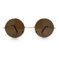 thumbnail image 5 of Kids Size Retro Iconic Hippie Round Circle Lens Metal Rim Sunglasses Gold - Brown, 5 of 8