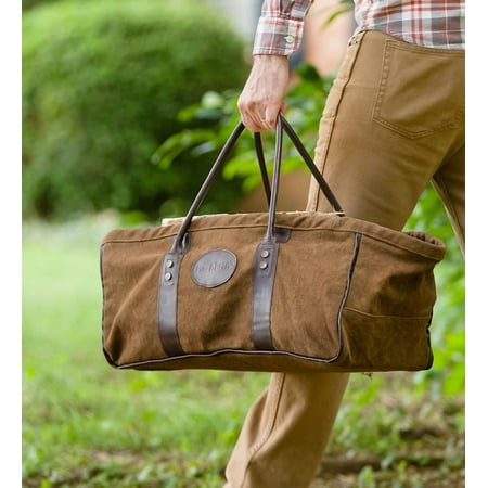 Plow & Hearth Heavy Duty Canvas Log Carrier With Leather Handles