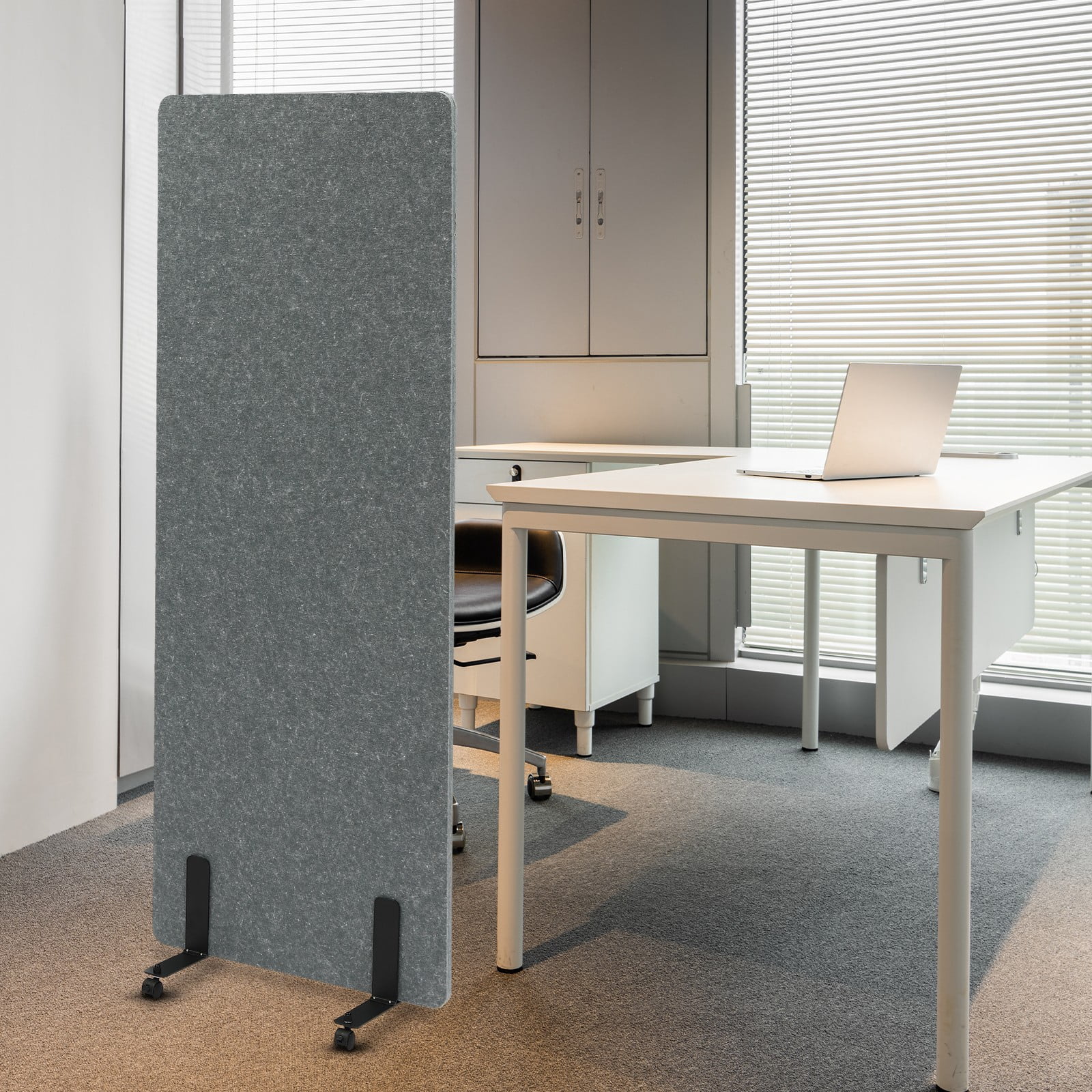 24*66 Modern Light Gray Office Partition Room Divider Privacy Protection Divider Screen w/ wheels