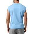 thumbnail image 4 of Yifymode Mens Sleeveless Shirts Workout Tank Tops Cut Off Shirts Gym Muscle Loose Fit Tee,Light Blue 2XL, 4 of 5