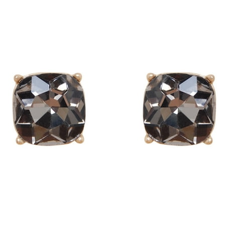 Faceted Square Stud Earrings - Large Cushion Cut Statement Post Ear Studs .57