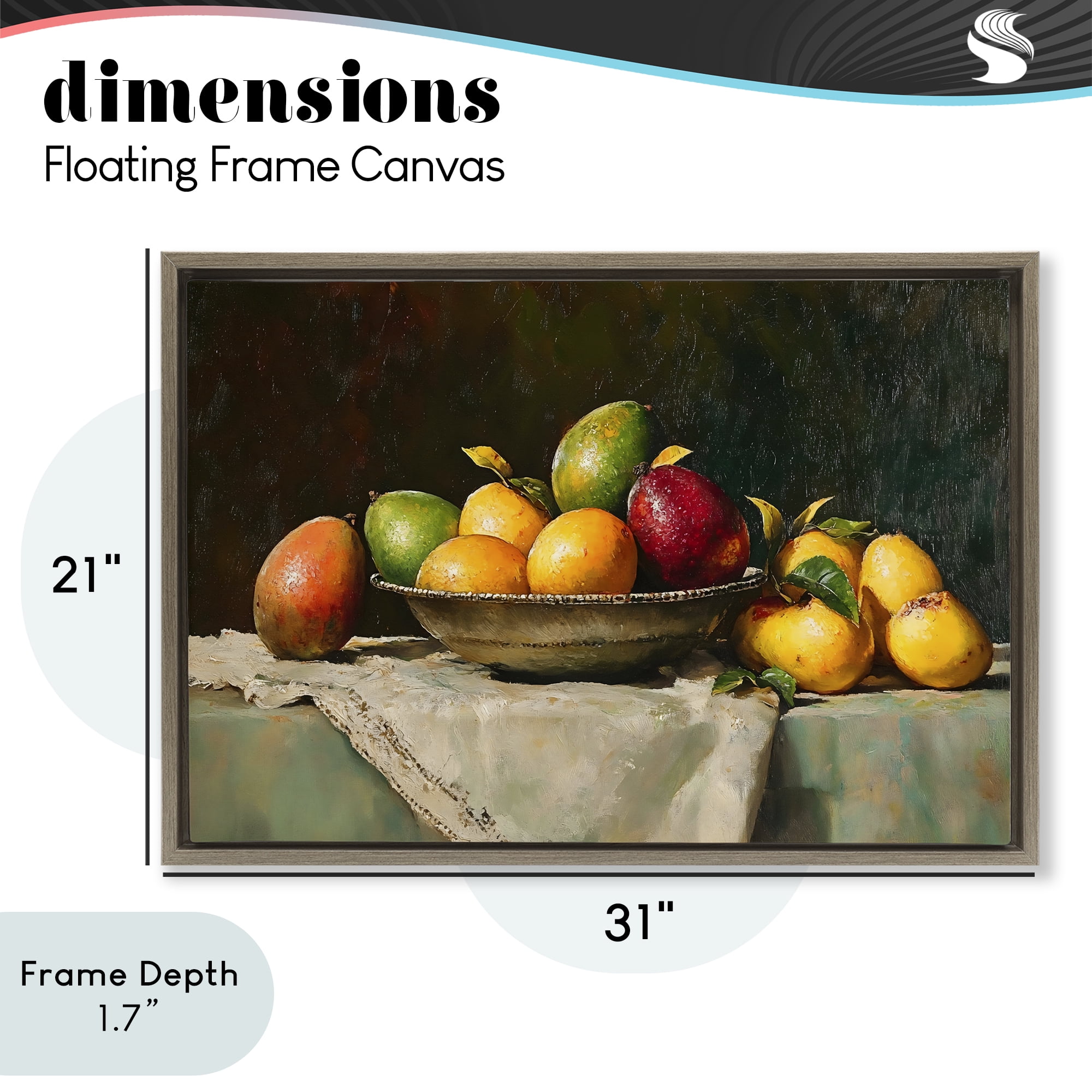 Stupell Industries Fancy Table Fruit Arrangement Brown Framed Floater Canvas Wall Art, design by Creative Studio