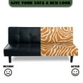thumbnail image 4 of Xoenoiee Stretch Armless Futon Cover Futon Slipcover Sofa Couch Cover with Elastic Bottom Sofa Bed Covers Furniture Protector Washable, Zebra Stripes Orange, 4 of 8
