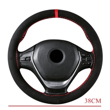 DIY Sewing Black Car Steering Wheel Cover Protector Suede Anti-Slip Sport
