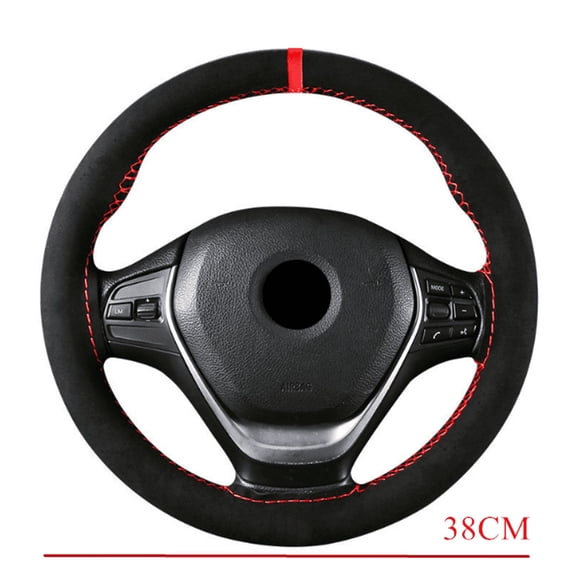 DIY Sewing Black Car Steering Wheel Cover Protector Suede Anti-Slip Sport