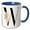 Blue/White, variant on 3drose, Pretty Tropical Leaf Monogram Initial W, 11oz Magic Transforming Mug