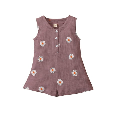 

Toddler Baby Girls Sleeveless Floral Printed Romper Jumpsuit Clothes