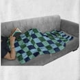 thumbnail image 6 of Navy and Teal Soft Flannel Fleece Throw Blanket, Aquatic Colored Squares with Old Fashioned Polka Dots Retro Style Maritime, Cozy Plush for Indoor and Outdoor Use, 70" x 90", Multicolor, by Ambesonne, 6 of 6
