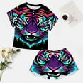 thumbnail image 4 of Tiger Animal Graffiti Pajamas Set Womens Loungewear Sleepwear 2 Piece PJ Sets, 4 of 7